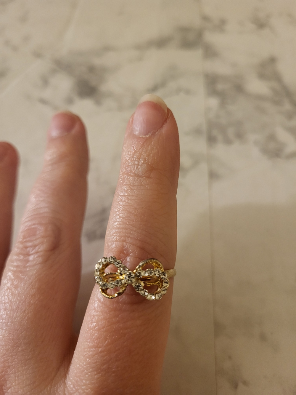 Elegant Gold-Tone Infinity Ring with Clear Stones - Women Jewelry